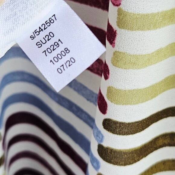 🦃 Loft Size XXS Multicolored Striped Blocked Dress Flutter Sleeve Drop Waist - Picture 11 of 12